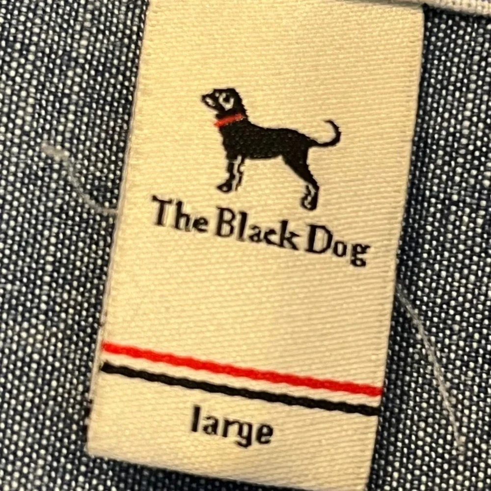 The Black Dog Mens Large Blue Chambray Button‎ Down Shirt Long Sleeve Casual